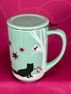 lovely David's Tea coffee mug with lid and strainer